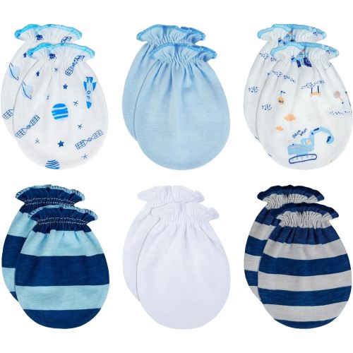 RATIVE No Scratch Mittens and Caps 100% Cotton for Newborn Baby 0-6 Months Boys Girls