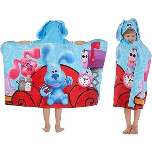 Blues Clues Bath/Pool/Beach Soft Cotton Terry Hooded Towel Wrap, 24 in x 50 in, By Franco Kids