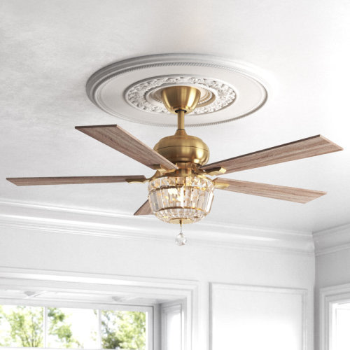 Kelly Clarkson Home Amboise 52" 5 - Blade Crystal Ceiling Fan with Remote Control and Light Kit Included & Reviews | Wayfair