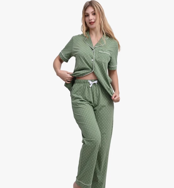100% Cotton Women's Pajama Sets Short Sleeve Button Down Soft Pjs 2 Piece Lounge Set with Pocket Nightwear XS-XXL