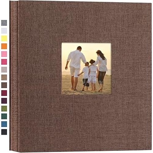 potricher Linen Hardcover Photo Album 4x6 1000 Photos Large Capacity for Family Wedding Anniversary Baby Vacation (Brown, 1000 Pockets)