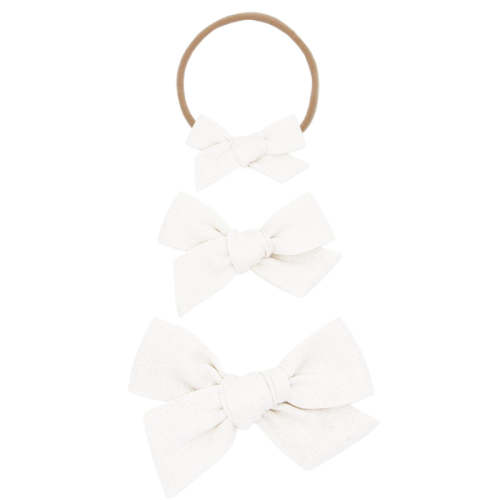 Linen Bow - White Headband – Lou Lou & Company