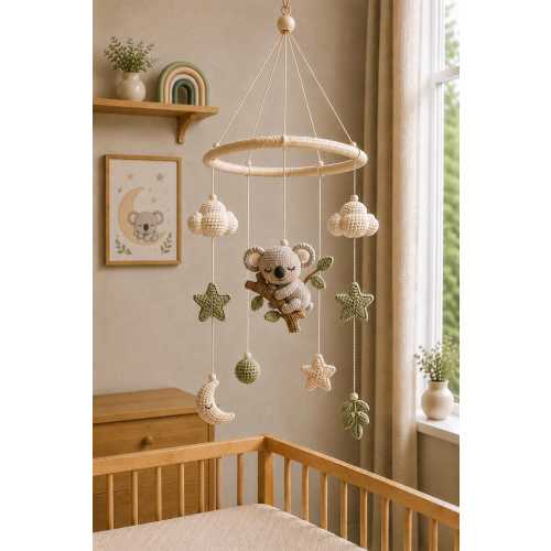 Koala Baby Mobile, Eucalyptus Nursery Mobile, Neutral Crib Mobile,  Woodland Baby Mobile,Baby Shower Gift, Handmade Nursery Decor