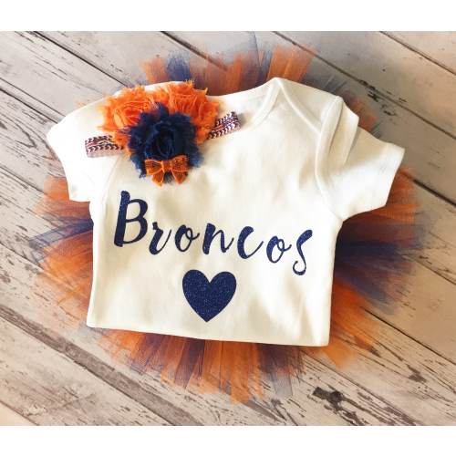 Inspired NFL Denver Bronco Tutu Set, Newborn Tutu, Toddler Tutu, Bronco Baby Shirt, Football Tutu, Infant Tutu, Baby Tutu, Blue and Orange