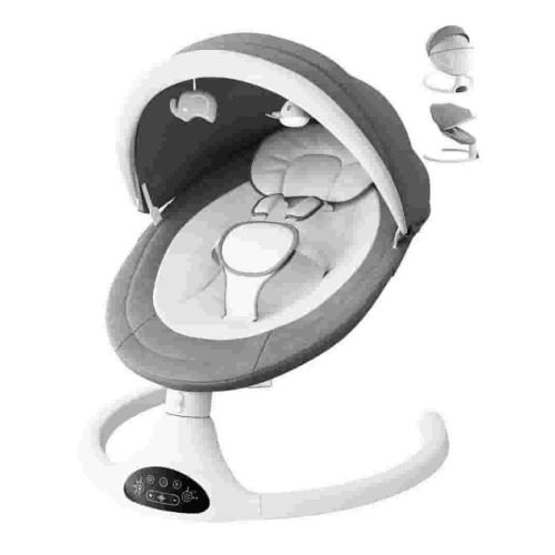 Babyomi Baby Swing, Modern Infant Swing with 5 Swing Speeds and 10 Lullabies, APP Remote Bluetooth and Touch Screen Control, Baby Swings for Babies 5-20 Lb, 0-12 Months, Grey