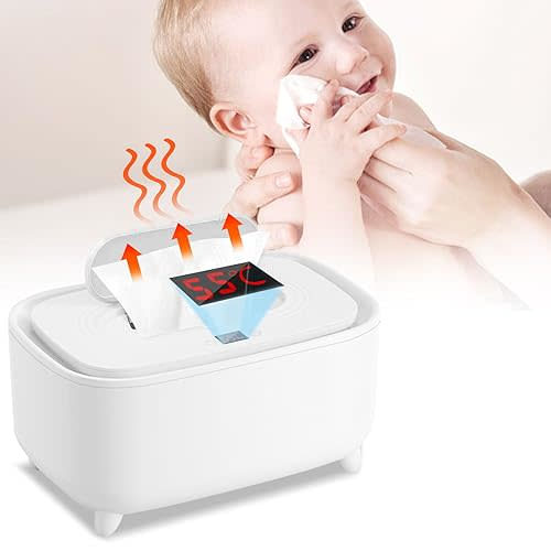 Baby Wipe Warmer, Wet Wipes Container Box, Diaper Wipes Dispenser for Babies-Keeps Warm and Moist, Baby Registry Search Accessories, Newborn Essentials, Baby Must Haves Stuff,Pregnancy Gift(White)