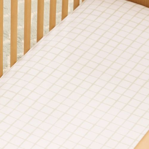 Organic Painterly Grid Crib Fitted Sheet - Sage