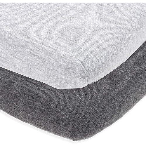 Fitted Pack and Play Sheets Compatible ith Graco Pack n Play and Other 27 x 39 Inch Playard Mattress Pad – Heather Grey – 2 Pack