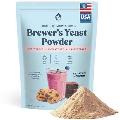 Mommy Knows Best Brewers Yeast Powder for Lactation Brewer's Yeast for Breastfeeding Mothers - Mild Nutty Flavored Unsweetened and Debittered - 32 oz