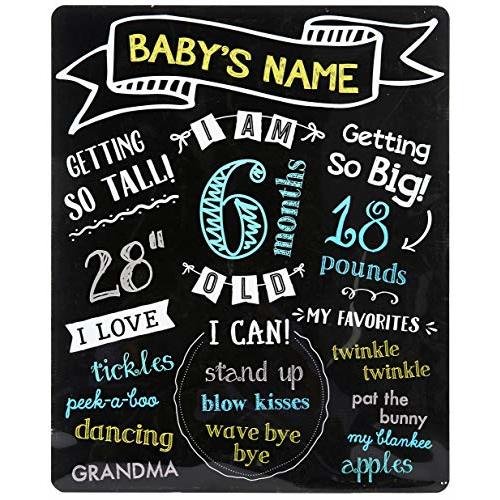 Pearhead All About Baby Milestone Photo Sharing Monthly Chalkboard, Baby Photo Prop, Black