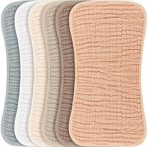 Konssy Muslin Baby Burp Cloths Sets for Unisex- 6 Pack Large 100% Cotton Burping Clothes for Newborn,Baby Girls and Boys