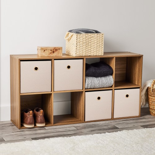 Mainstays 11" 8-Cube Storage Organizer, Warm Walnut