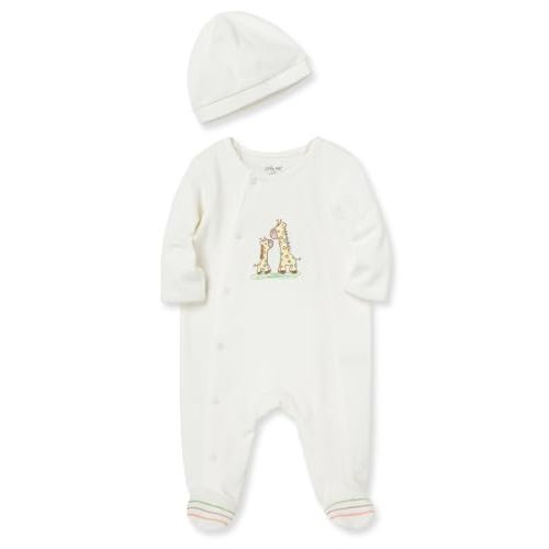 Little Me Clothes for Baby Gender Neutral 100% Cotton Scratch-Free Tag Footed One-Piece Romper and Hat Sleeper Set, Preemie to 9 Months