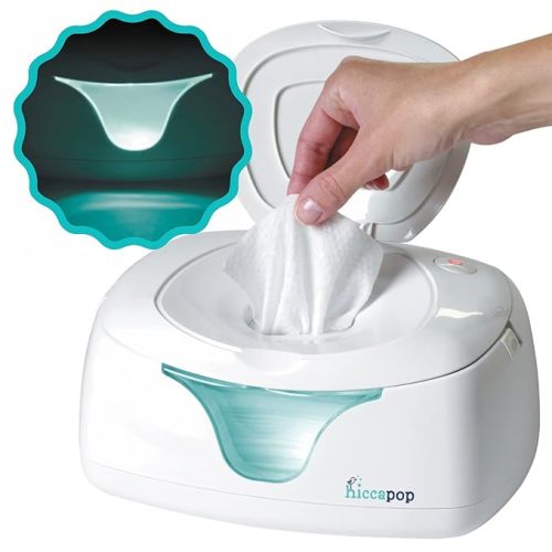 hiccapop Baby Wipe Warmer and Baby Wet Wipes Dispenser | Baby Wipes Warmer for Babies | Diaper Wipe Warmer with Changing Light | Newborn Essentials - White - 1 Count (Pack of 1)