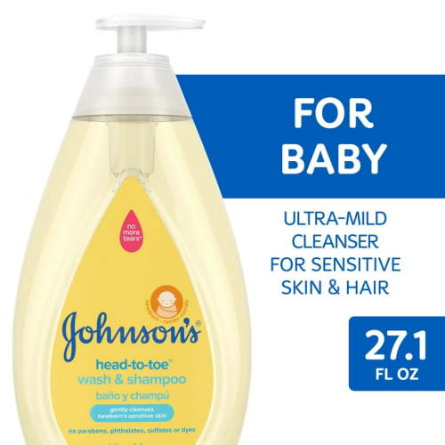 Johnson's Head-To-Toe Tear Free Infant Baby Bath Body Wash Soap and Shampoo, 27.1 oz