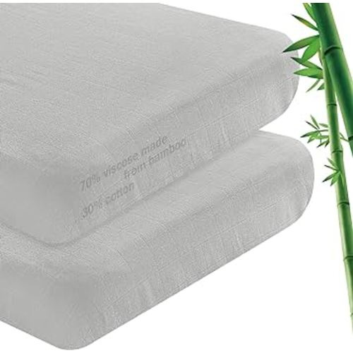 Muslin Bedside Sleeper Bassinet Sheets to Fit AMKE, Mika Micky, Baby Delight, Milliard, MiClassic Bassinet, Soft Breathable Viscose Made from Bamboo Bassinet Sheet(34"x21"x5") for Boys Girls, Grey