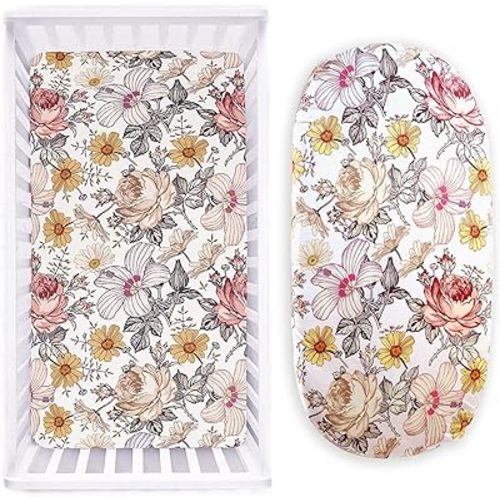 Floral Crib Sheet and Floral Bassinet Sheet