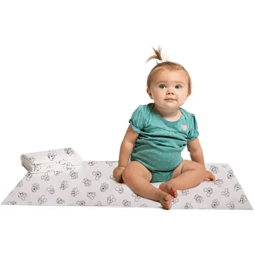 Disney Baby by J.L. Childress Disposable Changing Pads for Baby - Disney Travel Essential - Diaper Changing Table Liners - Disposable Travel Changing Pads, 26"x18" - Mickey & Minnie Mouse - Pack of 24