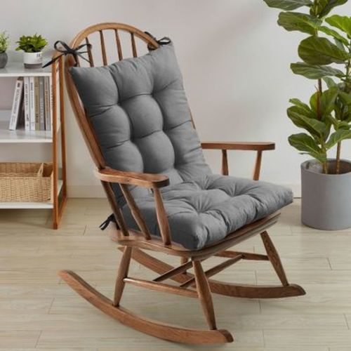 Rocking Chair Cushion 2 Piece Tufted Non Slip Set of Upper and Lower Cushions, Brown