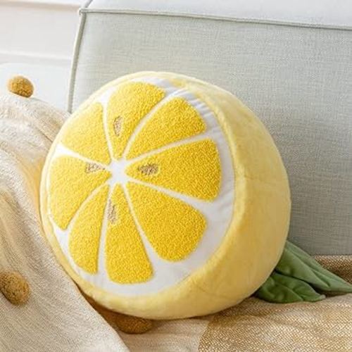Phantoscope Lemon Shaped Throw Pillow, Fun Home Decor of Fruit Themed Shaped Cushions, Decorative Shaped Pillow for Couch Bed and Chair, Yellow, 10 x11.5 inches