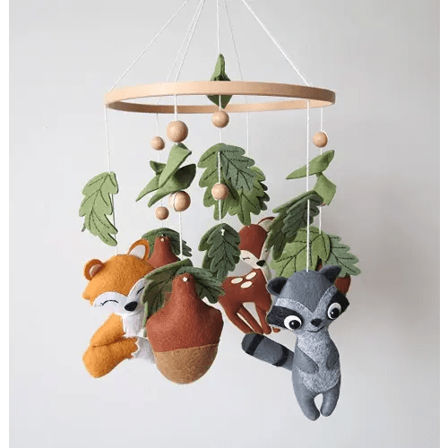 Woodland Crib Mobile Woodland Baby Mobile for Crib Forest Animals Theme Mobile Nursery Decor Jungle Baby Crib Mobile for Boys Girls