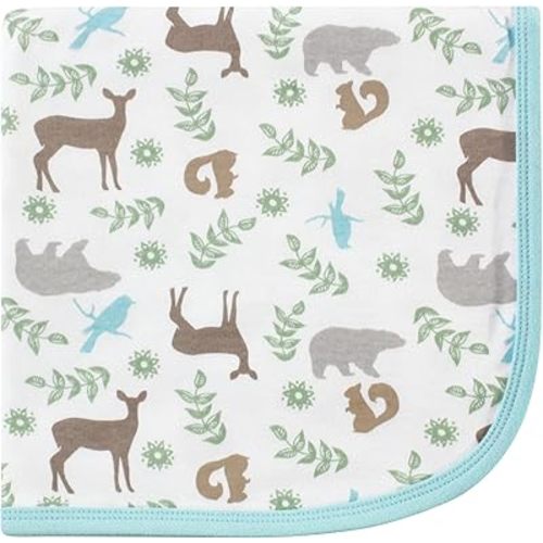 Touched by Nature Unisex Baby Organic Cotton Swaddle, Receiving and Multi-purpose Blanket, Forest, One Size
