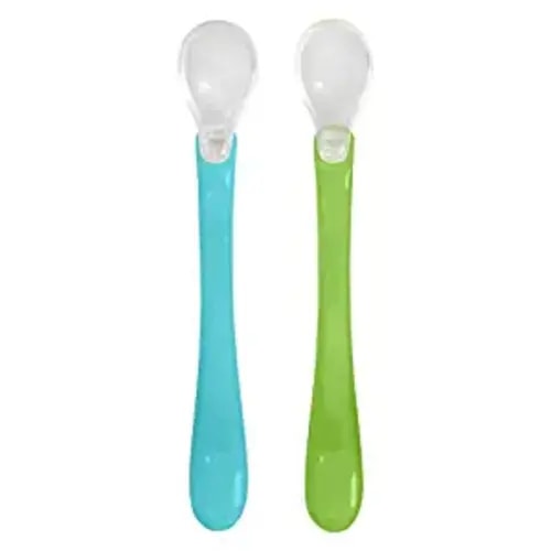 Green Sprouts - 2pk Silicone & Stainless Steel Training Spoons, Light Blueberry