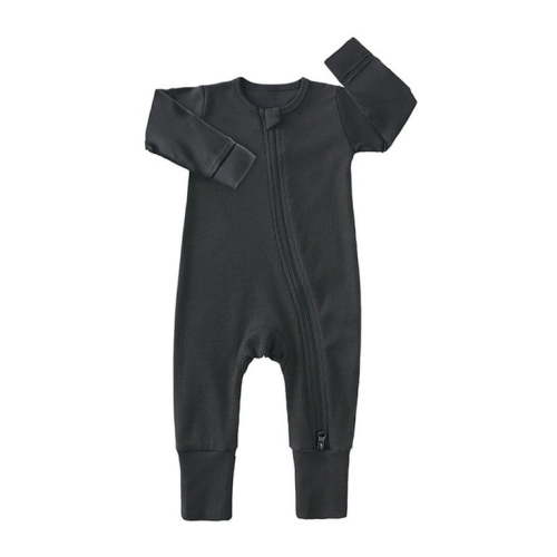 AJIWYH Baby Onesies Baby Ribbed Pajamas Girls Boys Zipper Long Sleeve Romper Jumpsuit (Black,0-3 Months)