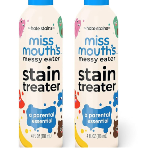 Miss Mouth's Messy Eater Stain Treater Spray - 4oz 2 Pack Stain Remover - Newborn & Baby Essentials - No Dry Cleaning Food, Grease, Coffee Off Laundry, Underwear, Fabric