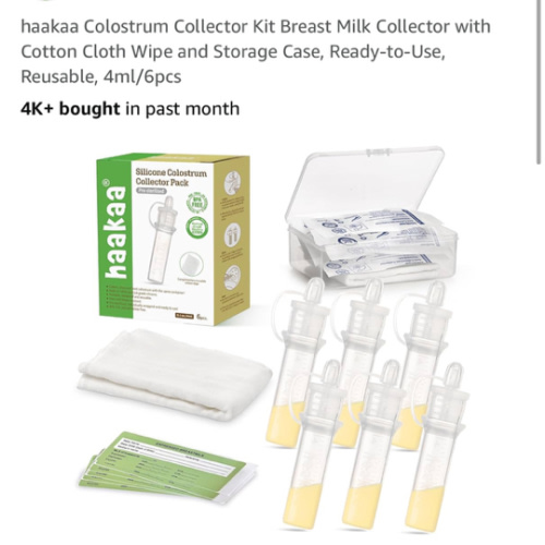 Haakaa Silicone Colostrum Collectors Set with Clear PP Storage Case 4 ml, 6 PK