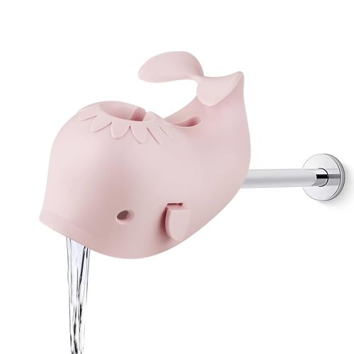 PandaEar Bath Spout Cover for Baby - Bathtub Faucet Protector for Kids and Toddlers - Universal Fit Baby Shower Accessory - Whale (Pink)