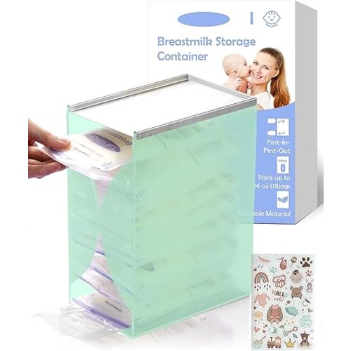 Freeze Organizer for Breastmilk Storage Bag, First-in First-Out Breastmilk Storage Containers for Fridge with Quick-Freeze Tray, Breastmilk Freezer Organizer for Breastfeeding Essentials