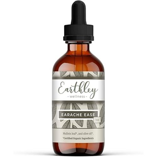 Earthley Wellness Earache Ease, Certified Organic Ingredients, Mullein Leaf and Olive Oil (1 oz)