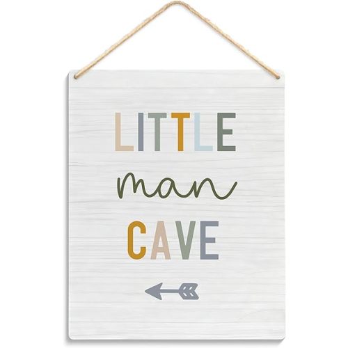 Little Man Cave Sign, Boho Nursery Decor Boy, Boy Nursery Wall Decor, Baby Boy Room Decor, Toddler Little Boy Room Decor, Little Man Cave Wooden Hanging Signs Plaque, 8x10 Inch