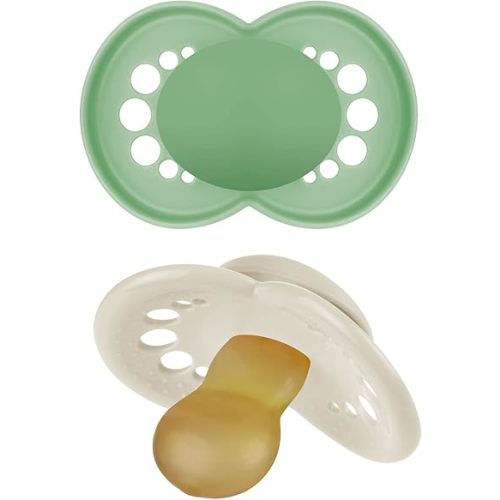 MAM Original Latex Pacifiers, Binky Pacifier for 6-16 Months, Natural Rubber Nipple, Made from Bio-Circular Materials, Easy to Clean, with Sterilizer Case, 2 Count Binkies