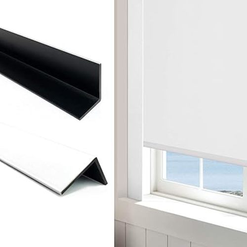 Keego 100% Blackout PVC Light Blocking Strips for Window Shades - Block Light Along The Sides of Blackout Blinds Great for Bedroom Nursery (White, 58.5", 2pcs)
