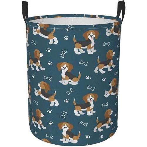 Foruidea Cute Cartoon Dog Puppies Beagle Dog Laundry Basket,Laundry Hamper,Collapsible Storage Bin,Oxford Fabric Clothes Baskets,Nursery Hamper for Home,Office,Dorm,Gift Basket
