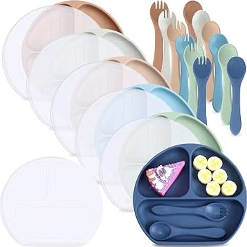 Youngever 18 Pcs Plastic Toddler Utensils, Plastic Kids Forks Kids Spoons,  Large Size, Top Dishwasher Safe, Set of 9 in 9 Rainbow Colors