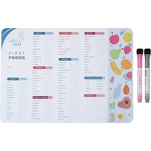 Baby's First Foods Tracker Fridge Magnet, Dry Erase Activity Poster, Daily Food Log, 101 Before One, Baby Food Chart/Checklist 25x35cm