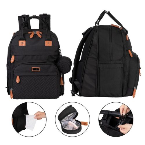 BabbleRoo Diaper Bag Backpack Stylish Hands-Free Baby Bag with Changing Pad, Stroller Straps & Water-Resistant