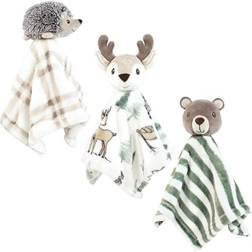Hudson Baby Unisex Baby Animal Face Security Blanket, One Size