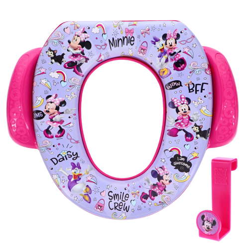 Disney Minnie Mouse "Smile Crew" Soft Potty Training Seat for Toddlers with Hanging Hook, Fits Standard Toilets