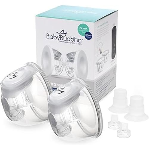 BabyBuddha Hands-Free Milk Collection Cups for Breast Pump (8fl oz. per Cup) Breast Milk Pump Containers - Compatible with BabyBuddha Breast Pump - Wearable Breast Pump Cups - Small, 2 Pack (22-24mm)