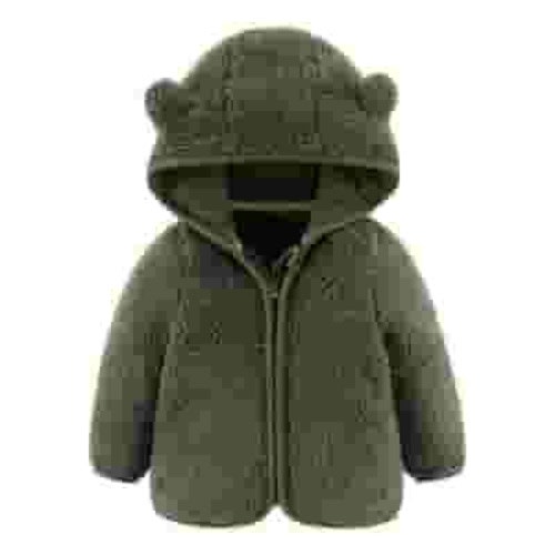 Jackets For Boy Baby Bear Ears Hooded Outerwear Zipper Warm Winter Coat (6 Months-12 Months)