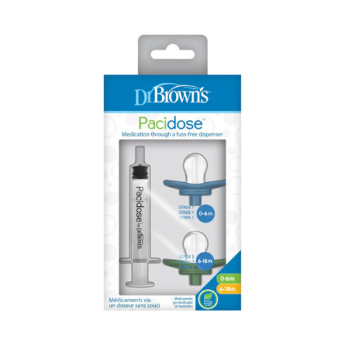 Dr. Brown's PaciDose Liquid Medicine Pacifier with Syringe - Two Stages - 0-6m and 6-18m - 2-Pack