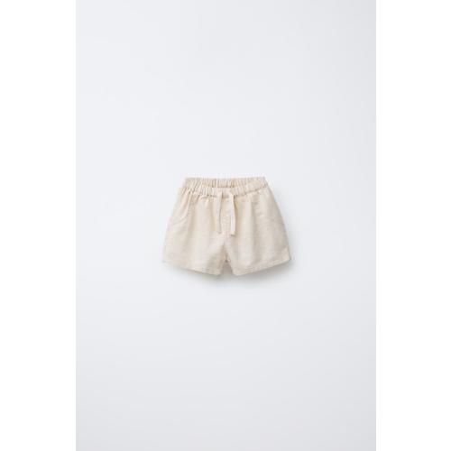 LINEN BLEND SHORTS - Light beige | ZARA United States