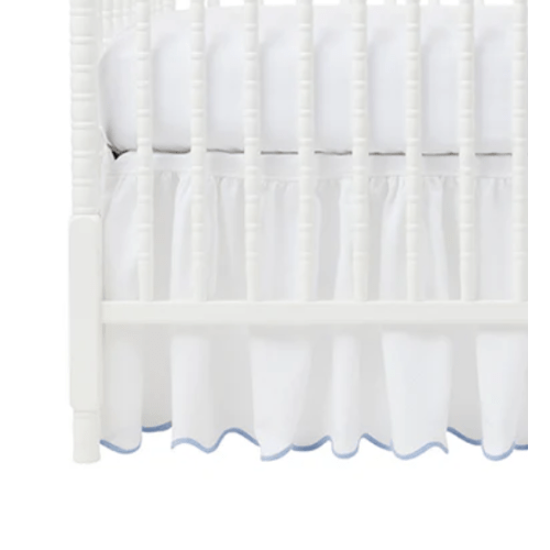 Biscuit Home - Cornflower Pique Scallop Crib Skirt