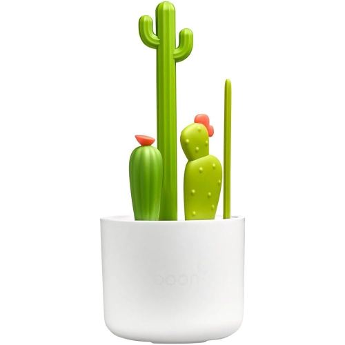 Boon Cacti Bottle Cleaning Brush Set - Includes Bottle Brush, Nipple Brush, Detail Brush, and Straw Brush - Baby Bottle Brush Set for Bottle Drying Rack - Baby Essentials - 4 Count