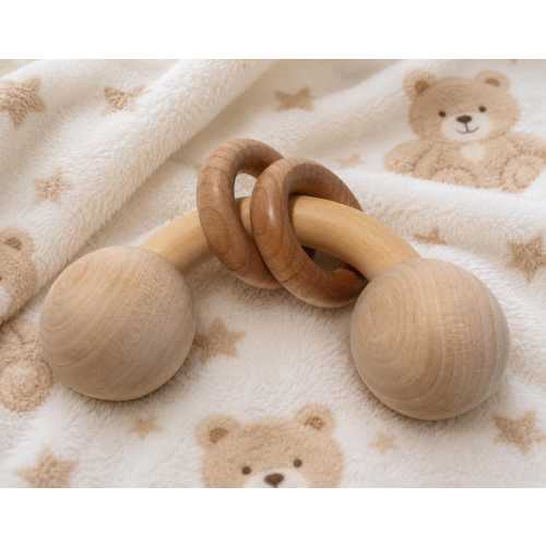 Wood Baby Rattle - Curved Half-Moon Style - Handmade Natural Toy
