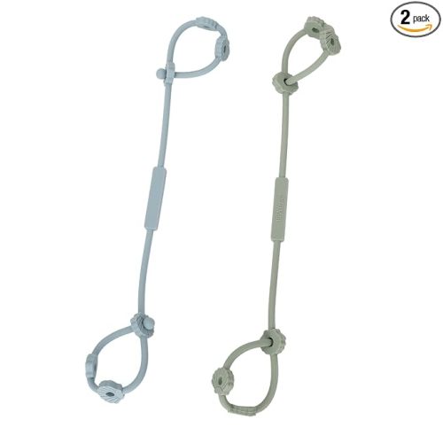 Socub Silicone Adjustable Baby Toy Pacifier Teether Straps, 2pcs Toddler Toy Bottle Harness Straps (Sage + Ether)
